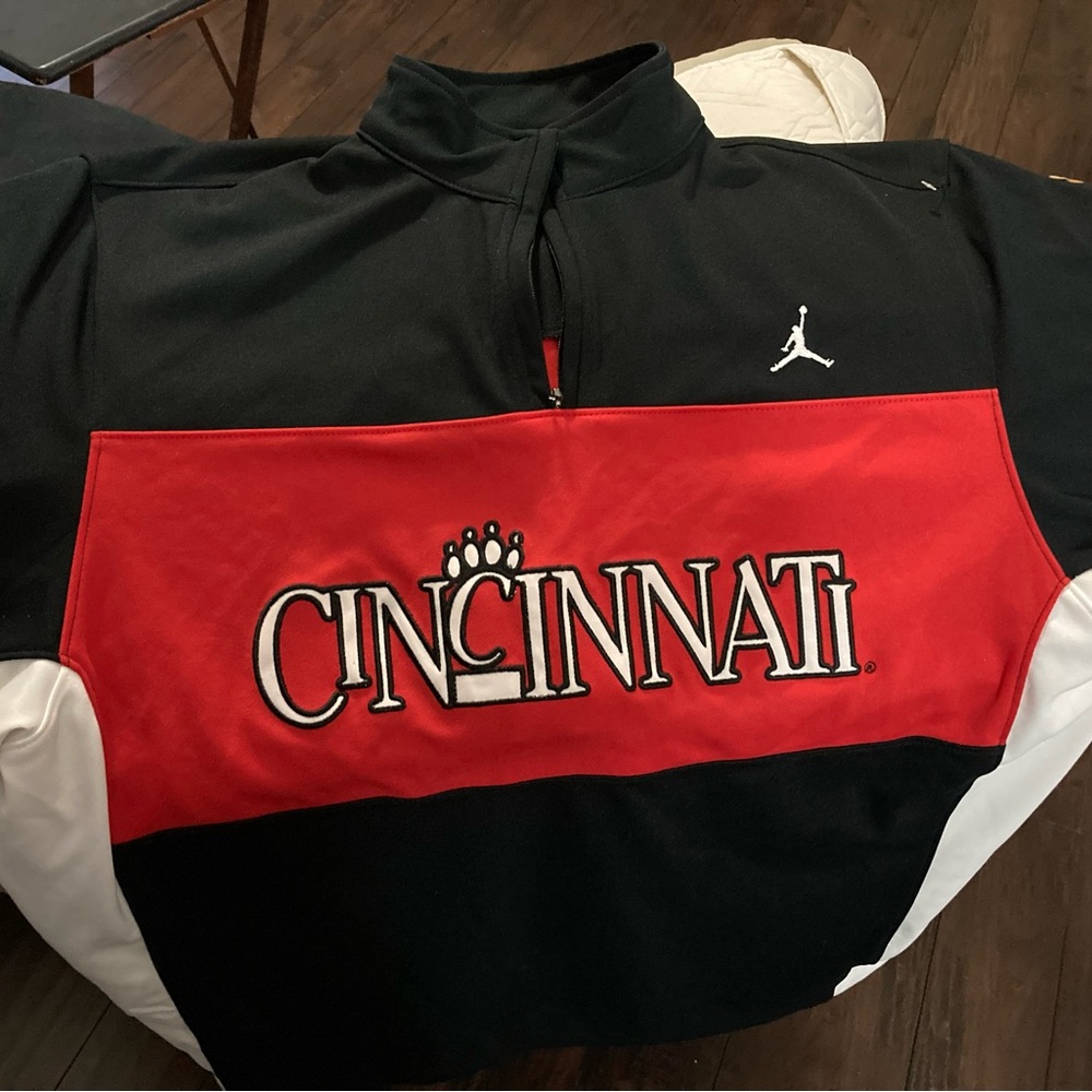Nike Black and Red Cincinnati Men's Jersey